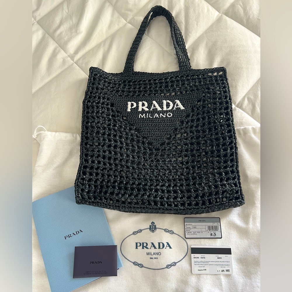Prada Raffia Tote in Black